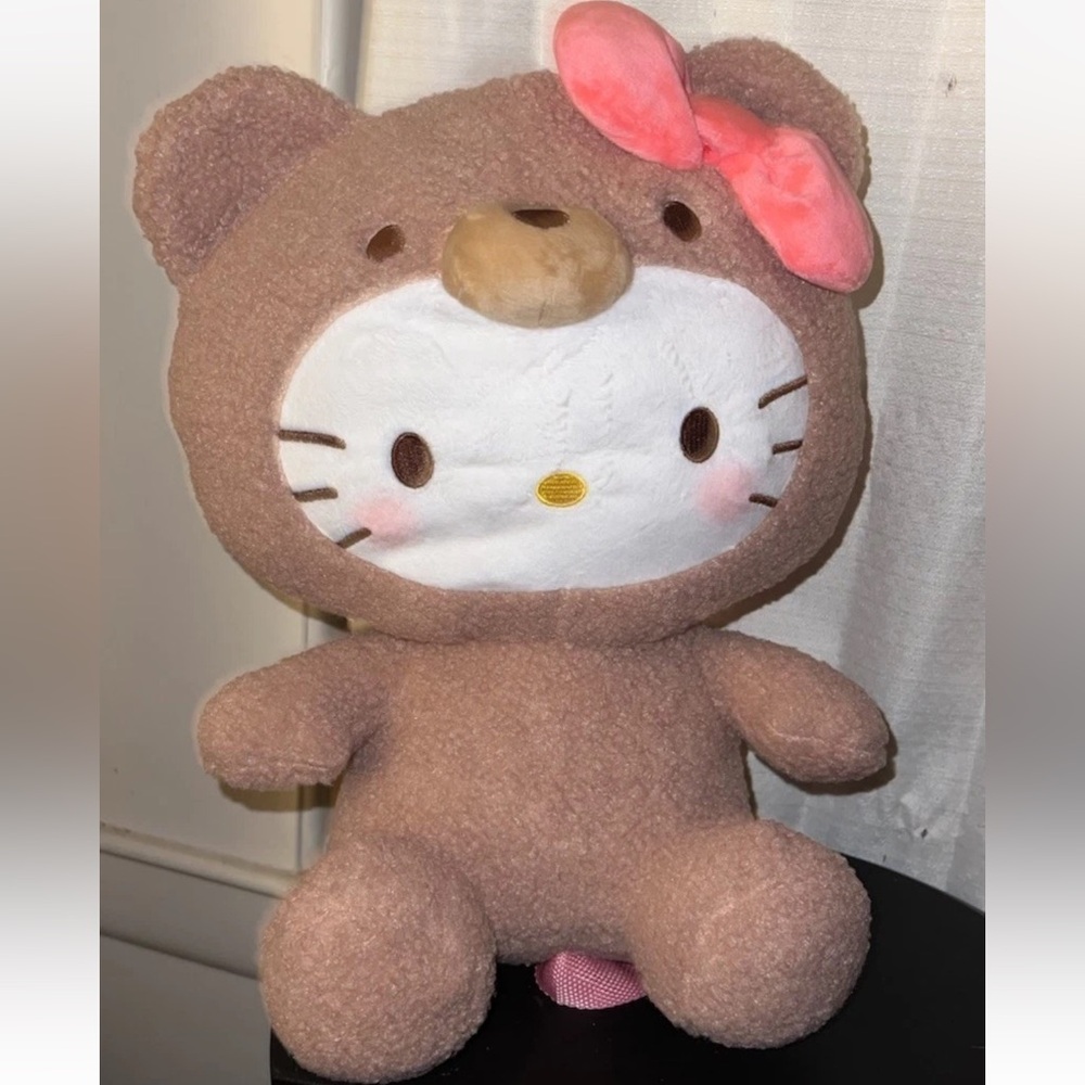Sanrio Brown and Pink Hello Kitty Teddy Bear Plush Backpack